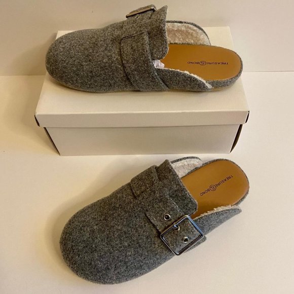 🆕 Treasure & Bond (Nordstrom brand) Mollie Faux Shearling Lined Grey Mule - Picture 13 of 15